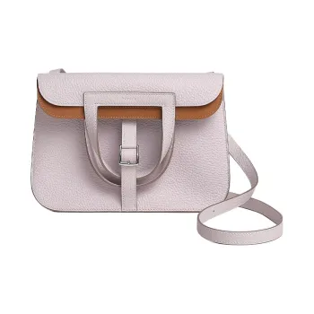 HERMES Halzan Clemence Bullock Leather Handbag Shoulder Bag Crossbody Bag Regular Women's Pink Brown