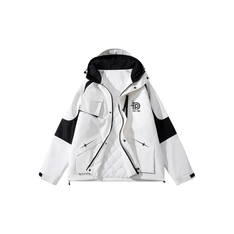 Poshbrain Puffer Jacket Unisex White/Black/Purple-1