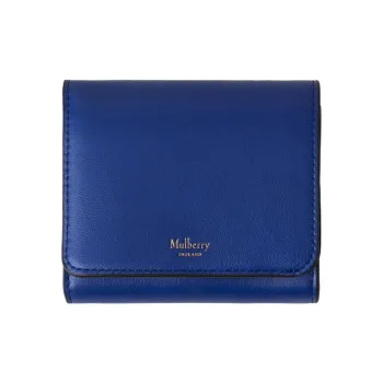 Mulberry Grained Leather Wallet Small Size Women's Blue