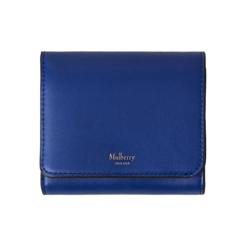 Mulberry Grained Leather Wallet Small Size Women's Blue-0