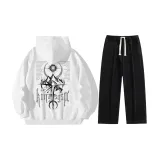 Set (white sweatshirt + black pants)
