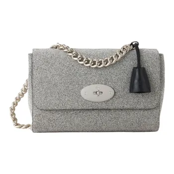 Mulberry Lily Sparkling Crystal With Silky Calfskin Crossbody Bag Shoulder Bag Women's Silver