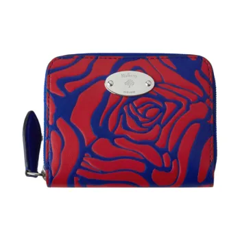 Mulberry Grained Calfskin Wallet Women's Red Blue