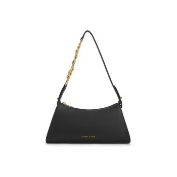 CHARLES&KEITH Fabric Small CK Bag Portable Shoulder Bag Small Size Women's White/Light Blue/Chocolate