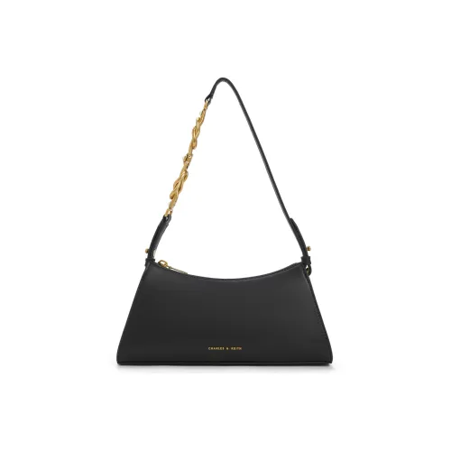CHARLES&KEITH Fabric Small CK Bag Portable Shoulder Bag Small Size Women's White/Light Blue/Chocolate