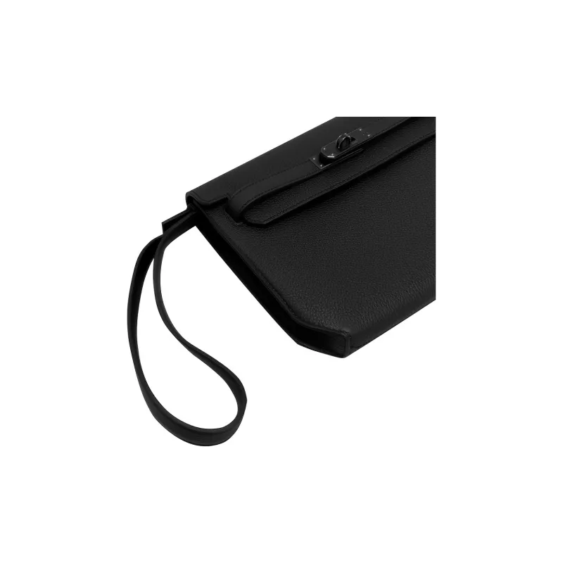 Bolso de mano Hermes Plume modelo pequeño en cuero marrón oscuro