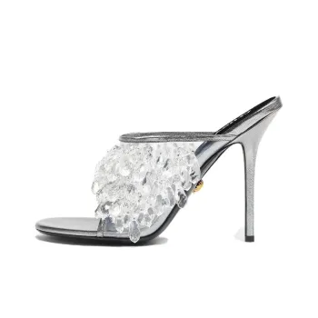 VERSACE Crystal Chandelier Metallic Mules