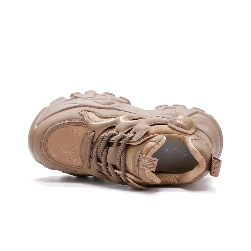 BAIJIHONG Slip Resistant, Abrasion Resistant, Lightweight, Height Increasing Low Top Chunky Sneakers 8cm Women's-4