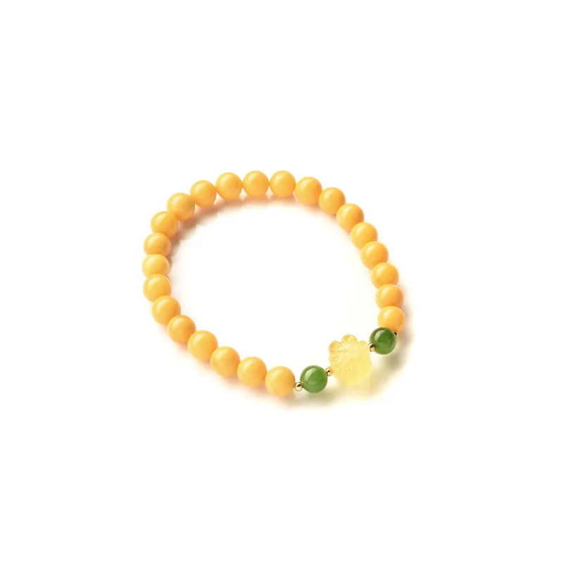 Abby's Wonderland Old Beeswax Hetian Turquoise Amber Jade Bracelets Women's-1