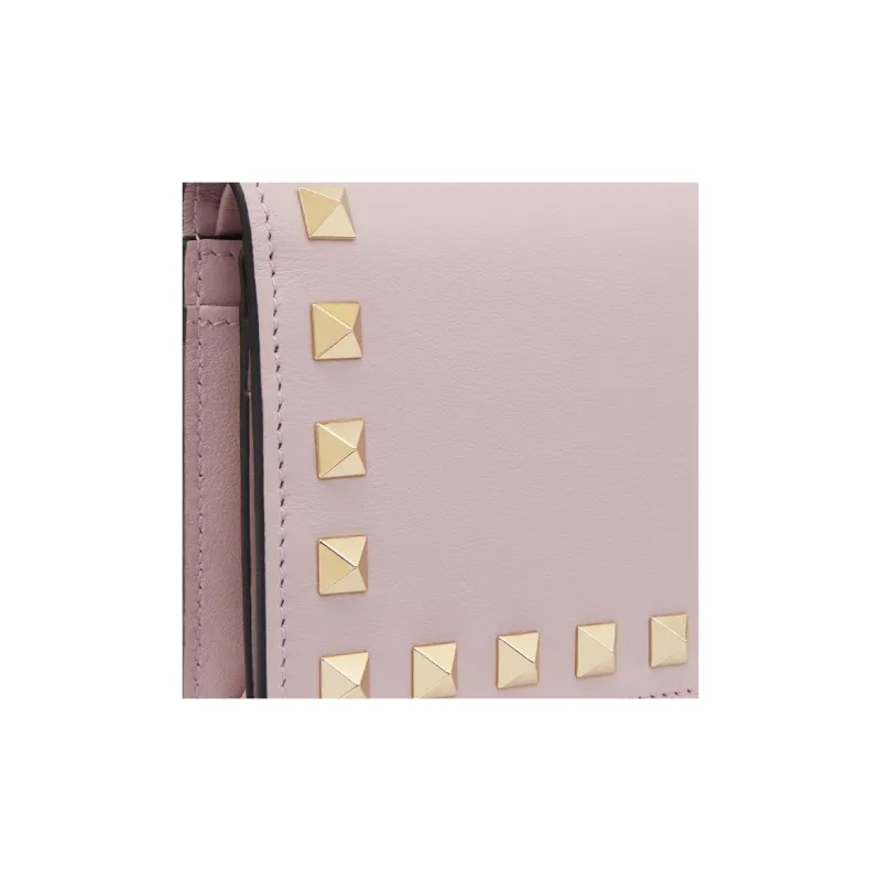 Valentino Rockstud Calfskin Wallet Small Size Women's Water Lilac-4