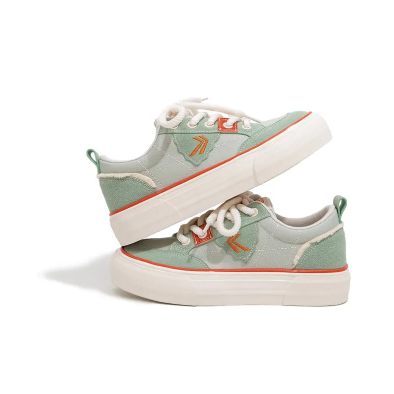 Feiyue Slip Resistant Height Increasing Low Top Platform Canvas Shoes Women's Green-1
