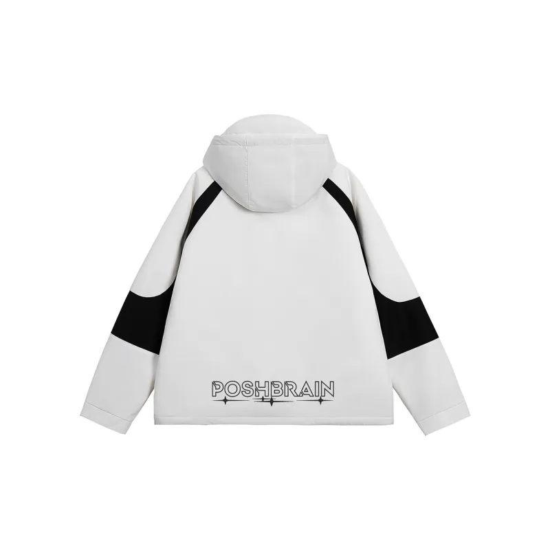 Poshbrain Puffer Jacket Unisex White/Black/Purple-2