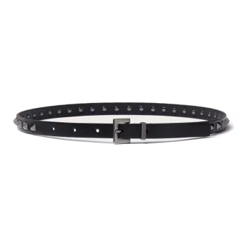Valentino Solid Color Pin Buckle Leather Belts Women's Black Width 1.5CM