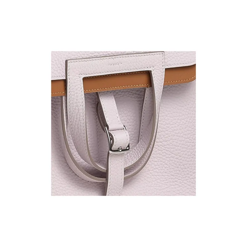 HERMES Halzan Clemence Bullock Leather Handbag Shoulder Bag Crossbody Bag Regular Women's Pink Brown-3