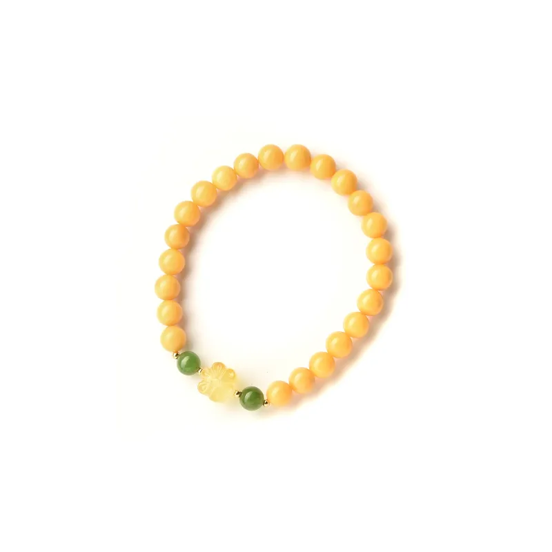 Abby's Wonderland Old Beeswax Hetian Turquoise Amber Jade Bracelets Women's-2