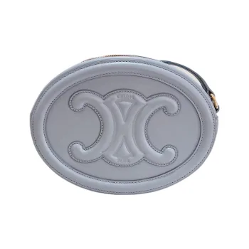 CELINE Triumph Gate Triomphe Smooth Cow Leather Mooncake Bag Shoulder Bag Crossbody Bag Women's Light Blue