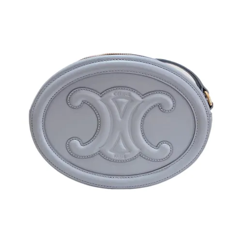 CELINE Triumph Gate Triomphe Smooth Cow Leather Mooncake Bag Shoulder Bag Crossbody Bag Women's Light Blue