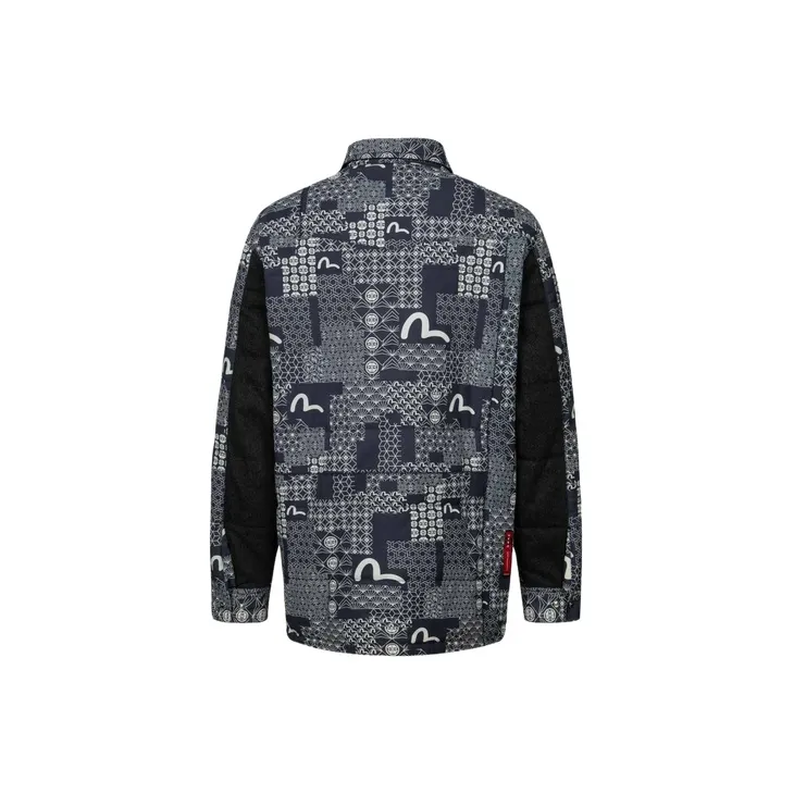 EVISU Puffer Jackets Men Navy Blue All Over-1