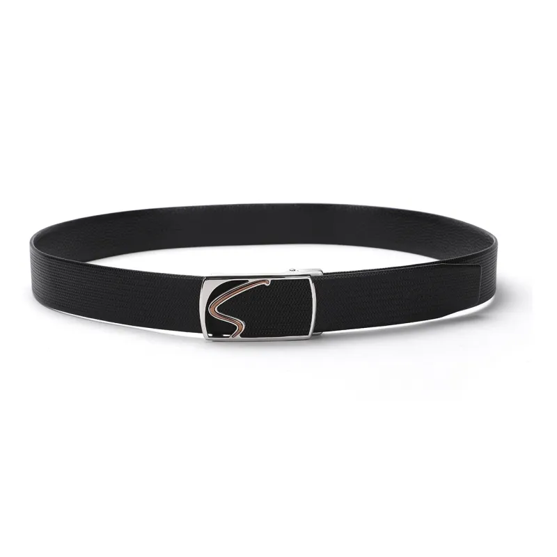 Satchi Sanduo Belt Men's Automatic Buckle Cow Leather Woven Pattern Steel Buckle Belt Men's Black Width 3.45cm-3