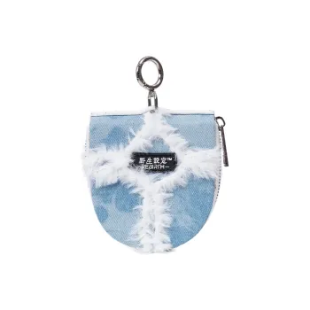 REBIRTH Denim Card Holder Coin Purse Key Pouch Unisex Blue Denim Black Denim