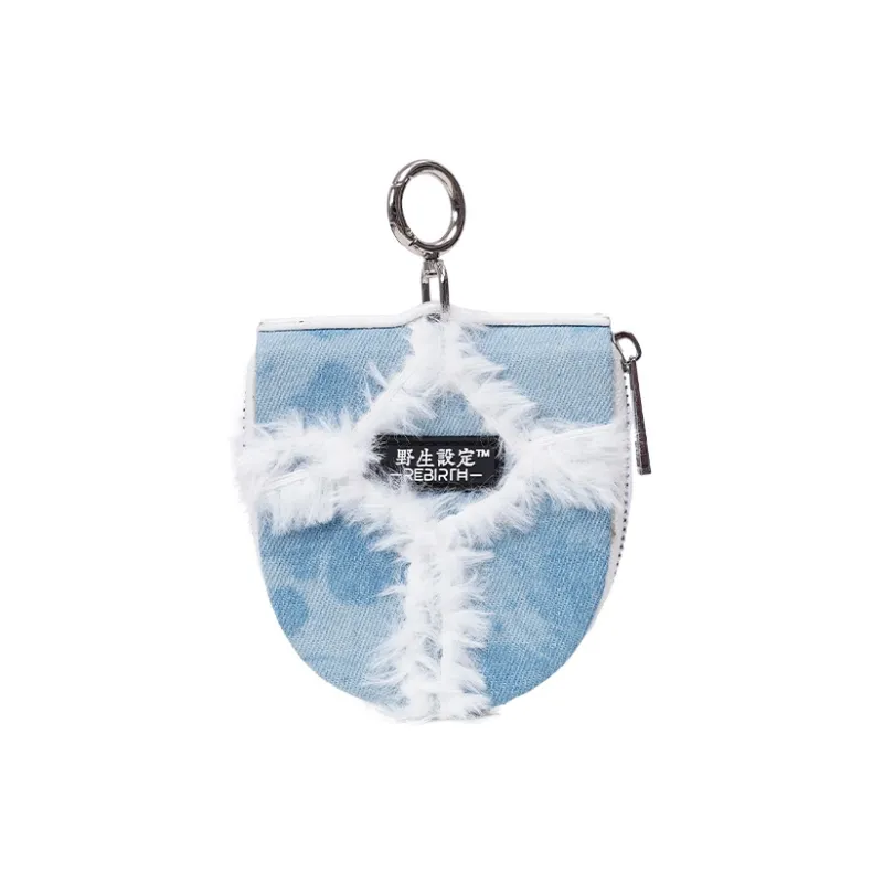 REBIRTH Denim Card Holder Coin Purse Key Pouch Unisex Blue Denim Black Denim-0