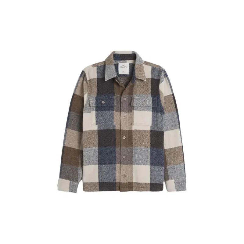 Hollister Jackets Men Brown Yellow Plaid-1