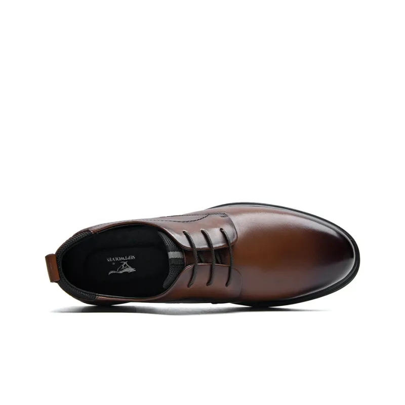 SEPTWOLVES Dress Shoes Men Low Top Black/Brown-4