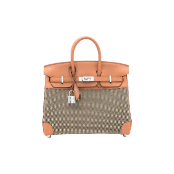 HERMES Birkin Canvas With Swift Leather Birkin Bag Handbags Women's Gold Brown