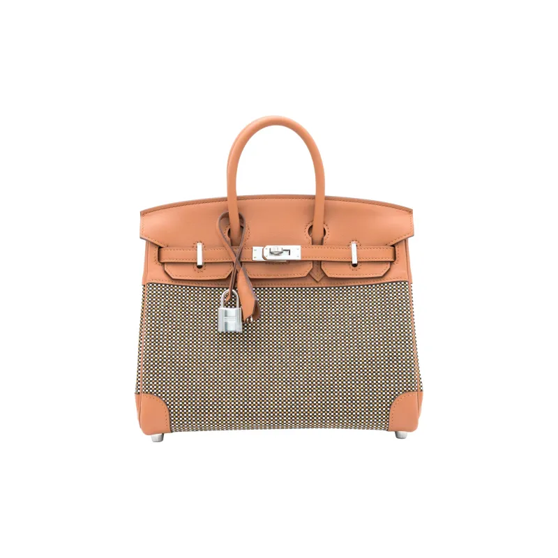 HERMES Birkin Canvas With Swift Leather Birkin Bag Handbags Women's Gold Brown-0