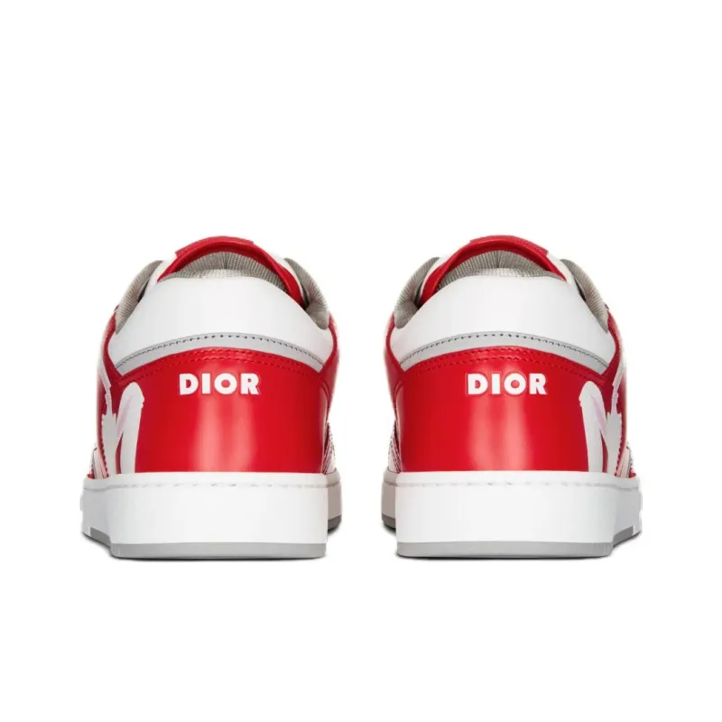 DIOR B27 Low Erl Red And White Smooth Calfskin And White DIOR Oblique Galaxy Leather With Rabbit Motif-4