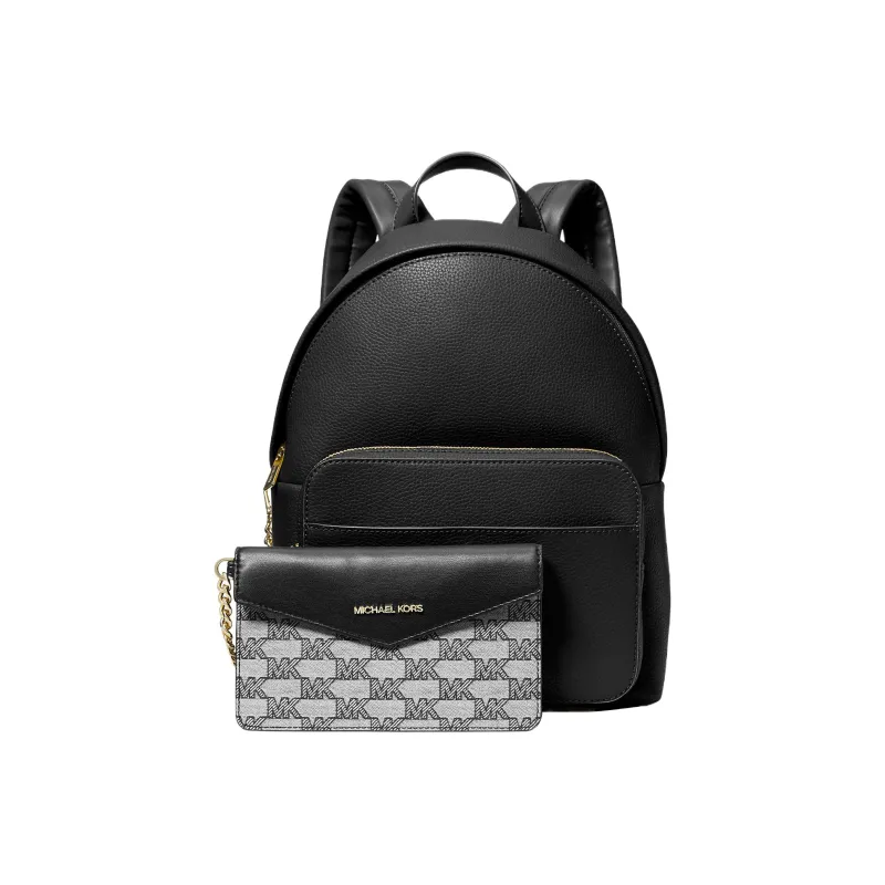 MICHAEL KORS Maisie Canvas With Leather Backpack Medium Size Women's Black-1