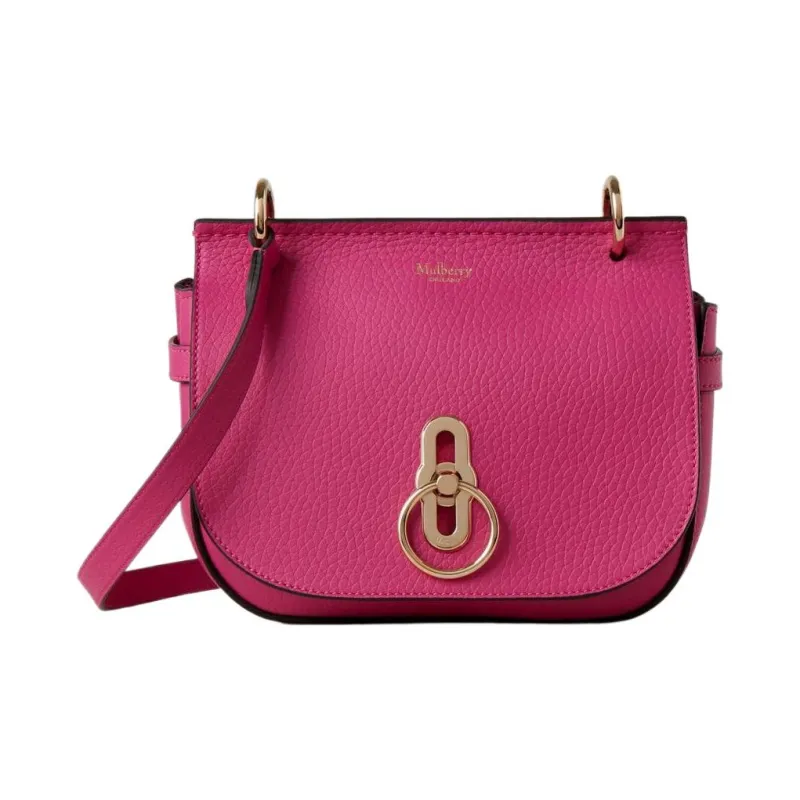 Mulberry Grained Leather Shoulder Bag Crossbody Bag Small Size Women's Pink-0