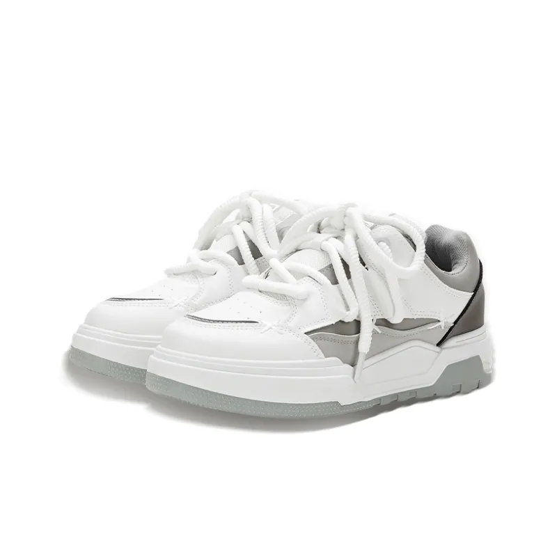 KARLIE KELLER Lightweight Water Resistant Slip Resistant Wear Resistant Low Top Skateboard Shoes Men's White Gray-2
