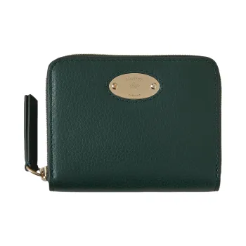 Mulberry Grained Cow Leather Wallet Small Size Women's Green