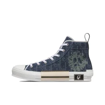 DIOR Sneaker B23 High Top Sneaker Blue Oblique And Peace Sign DIOR Tears Denim