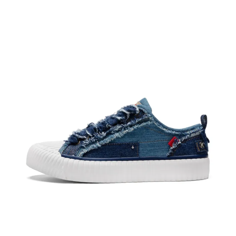 Kappa Breathable And Wear-resistant Low-Top Canvas Shoes Women's Blue White-0