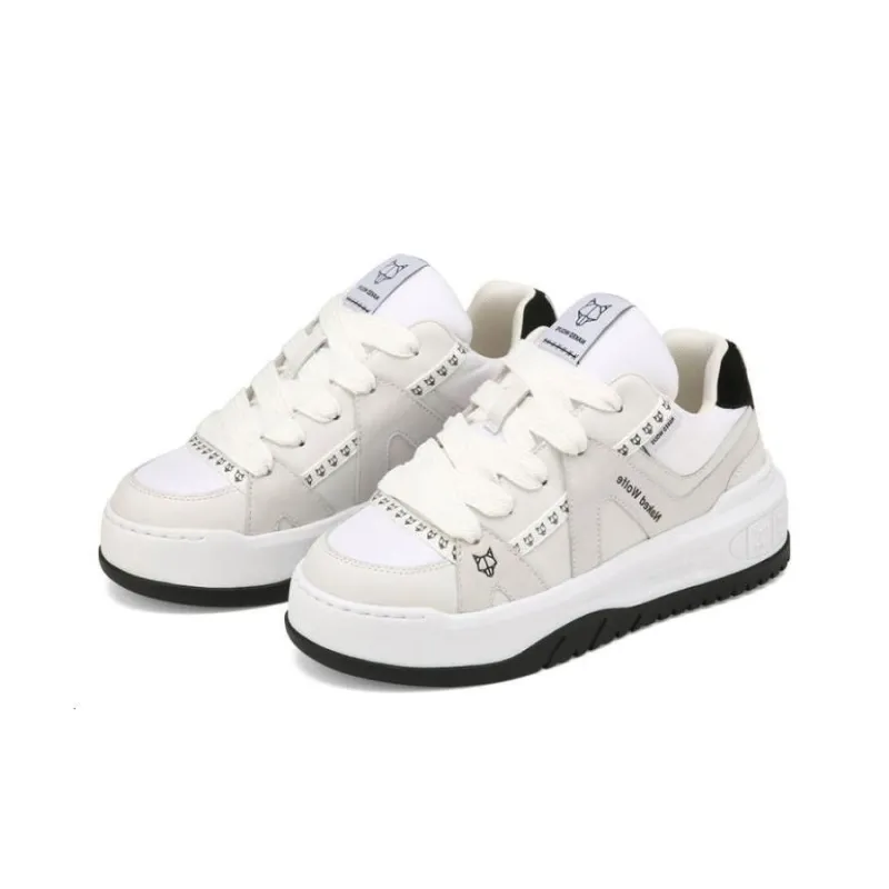 Naked Wolfe Skating Anti Slip Wear Resistant Low Top Skateboard Shoes Women's White-3