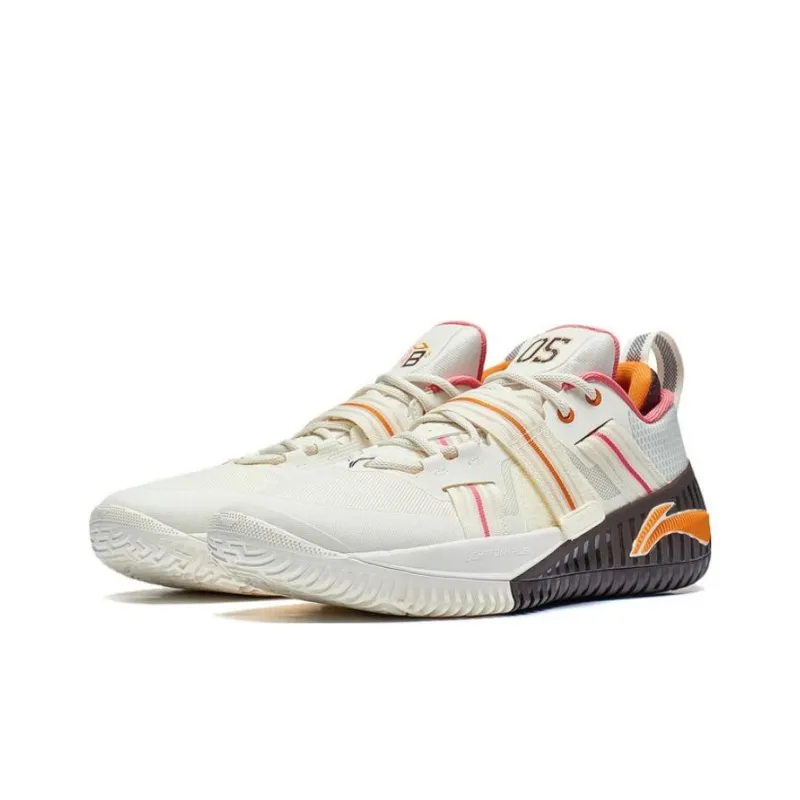LiNing Rage Anti Slip Wear Resistant Low Top Sprint Long Distance Running Training Running Shoes Men's Ecru-2