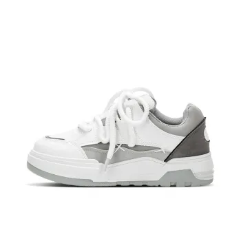 KARLIE KELLER Lightweight Water-Resistant Slip-Resistant Wear-Resistant Low-Top Skateboard Shoes Men's White Gray