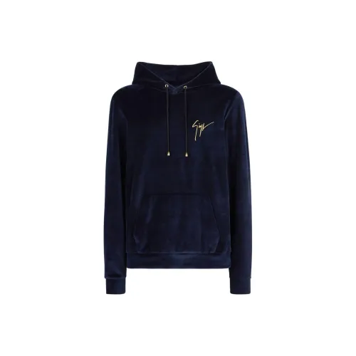 Giuseppe Zanotti Logo-embroidered Velvet Hoodie