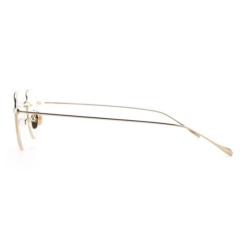 MASUNAGA Titanium Irregular Shape Eyeglass Frames Unisex Gold-1