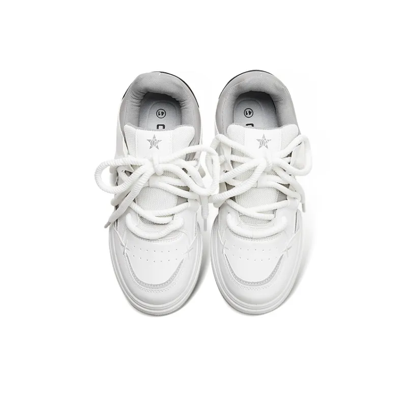 KARLIE KELLER Lightweight Water Resistant Slip Resistant Wear Resistant Low Top Skateboard Shoes Men's White Gray-3