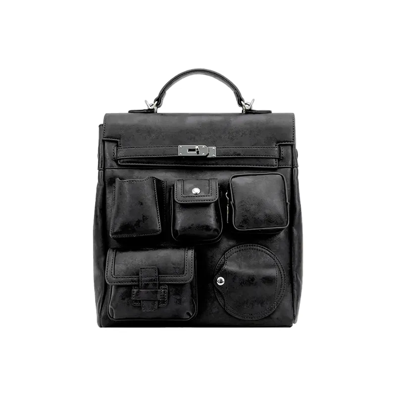 Slazenger PU Travel Backpack Portable Backpack Unisex Black/Brown-0