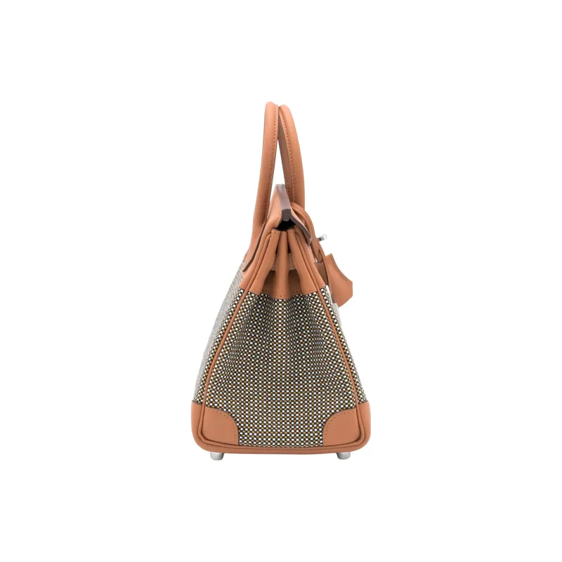 HERMES Birkin Canvas With Swift Leather Birkin Bag Handbags Women's Gold Brown-2
