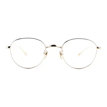 MASUNAGA Titanium Irregular Shape Eyeglass Frames Unisex Gold