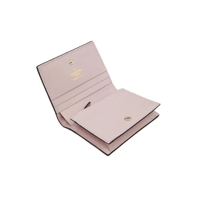 Valentino Rockstud Calfskin Wallet Small Size Women's Water Lilac-3