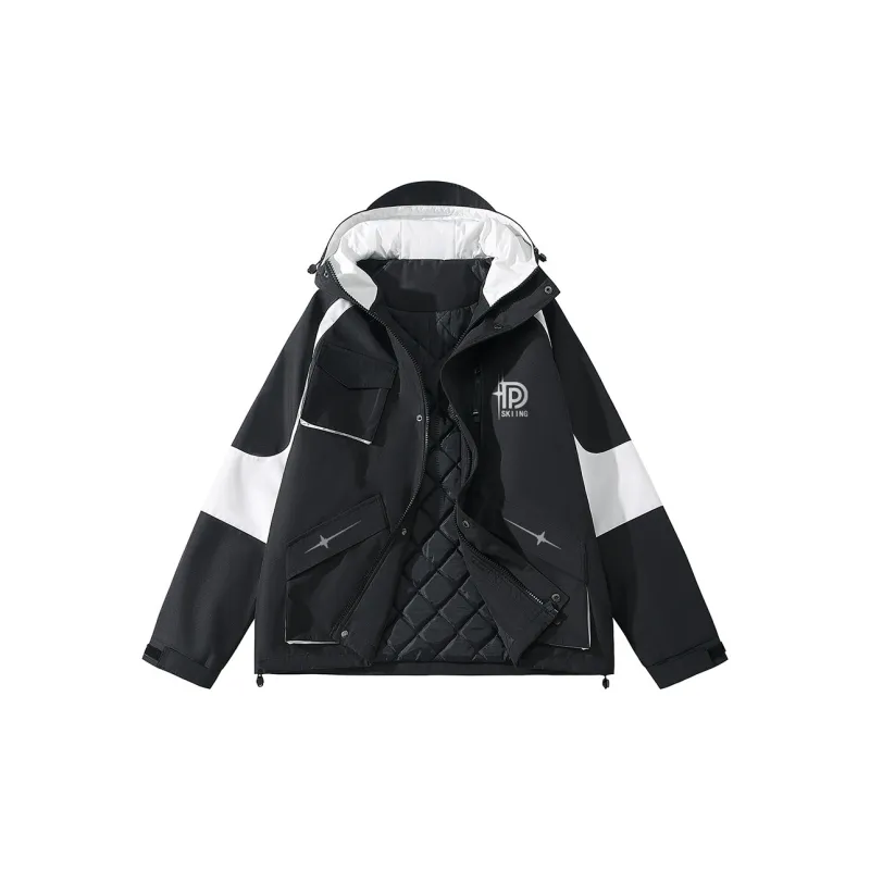 Poshbrain Puffer Jacket Unisex White/Black/Purple-7