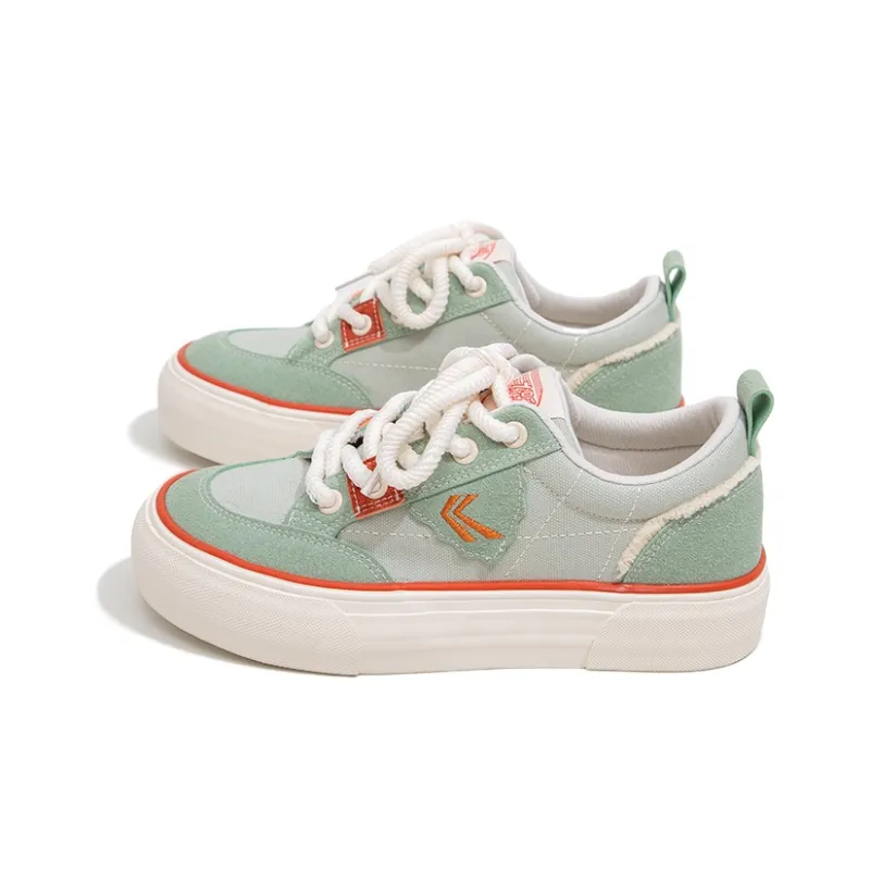 Feiyue Slip Resistant Height Increasing Low Top Platform Canvas Shoes Women's Green-2