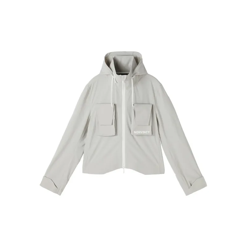 NORVINCY Cropped Detachable Pocket Letter Print Jacket Men's-2