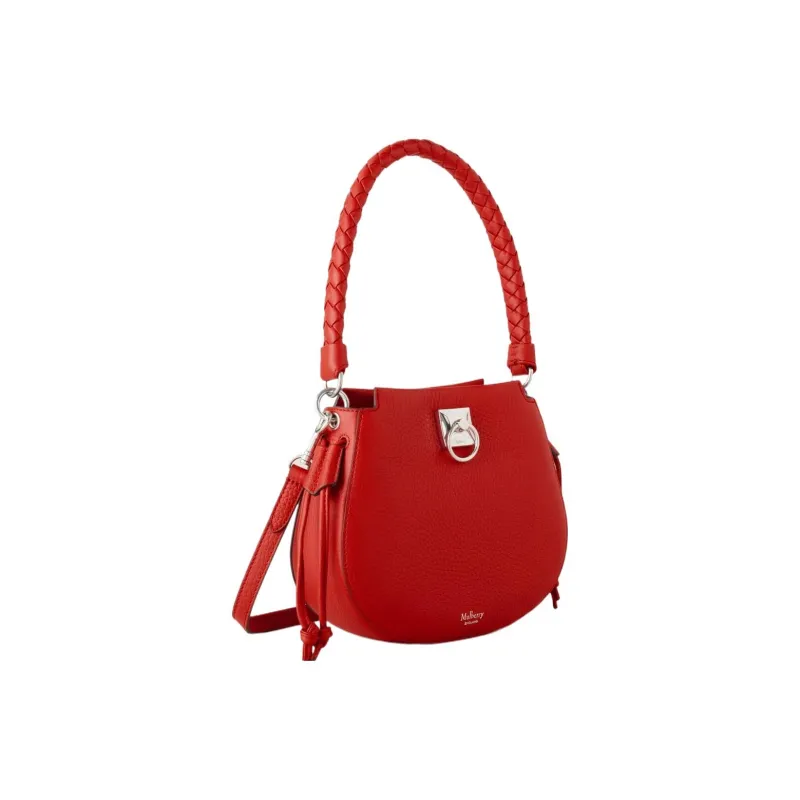 Mulberry Grained Calfskin Crescent Bag Shoulder Bag Crossbody Bag Handbag Mini Women's Red-1